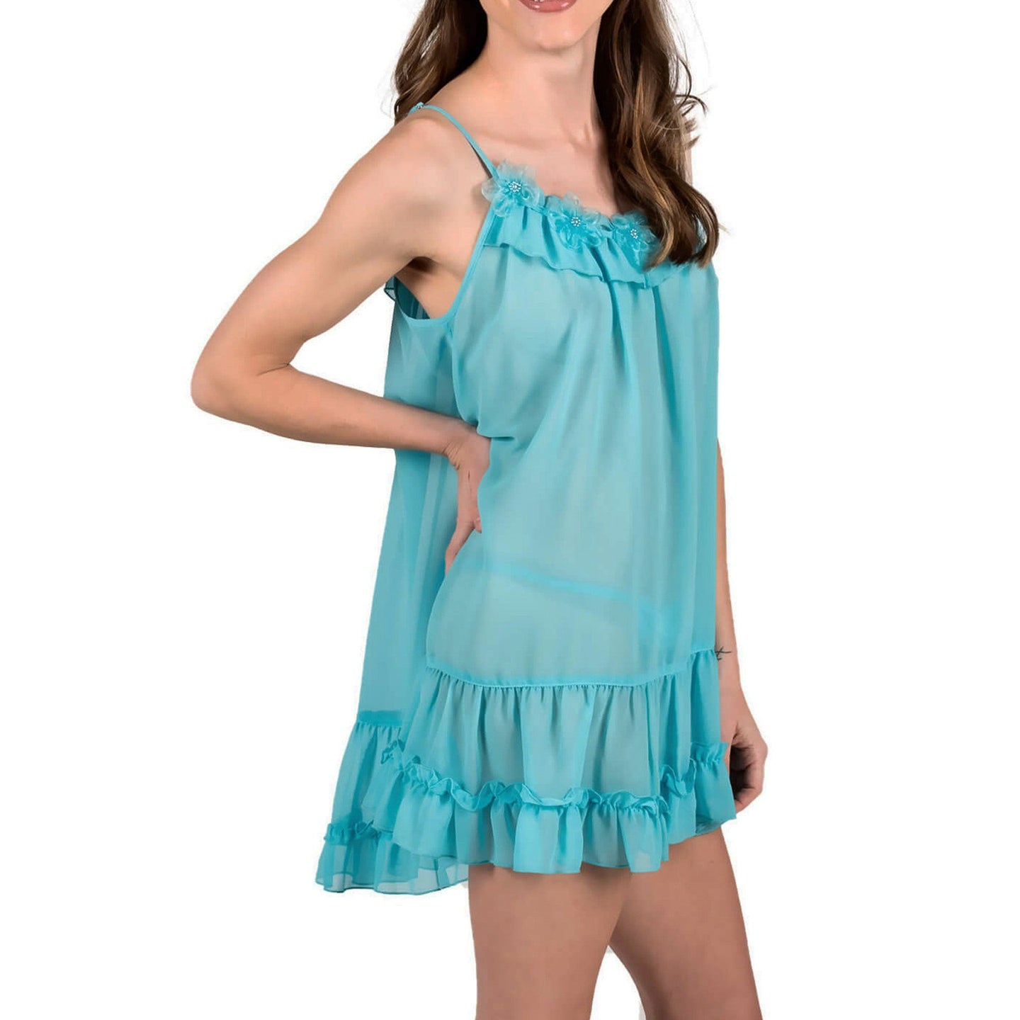 Sophie Sheer Babydoll - Blue Atoll Mystique Intimates